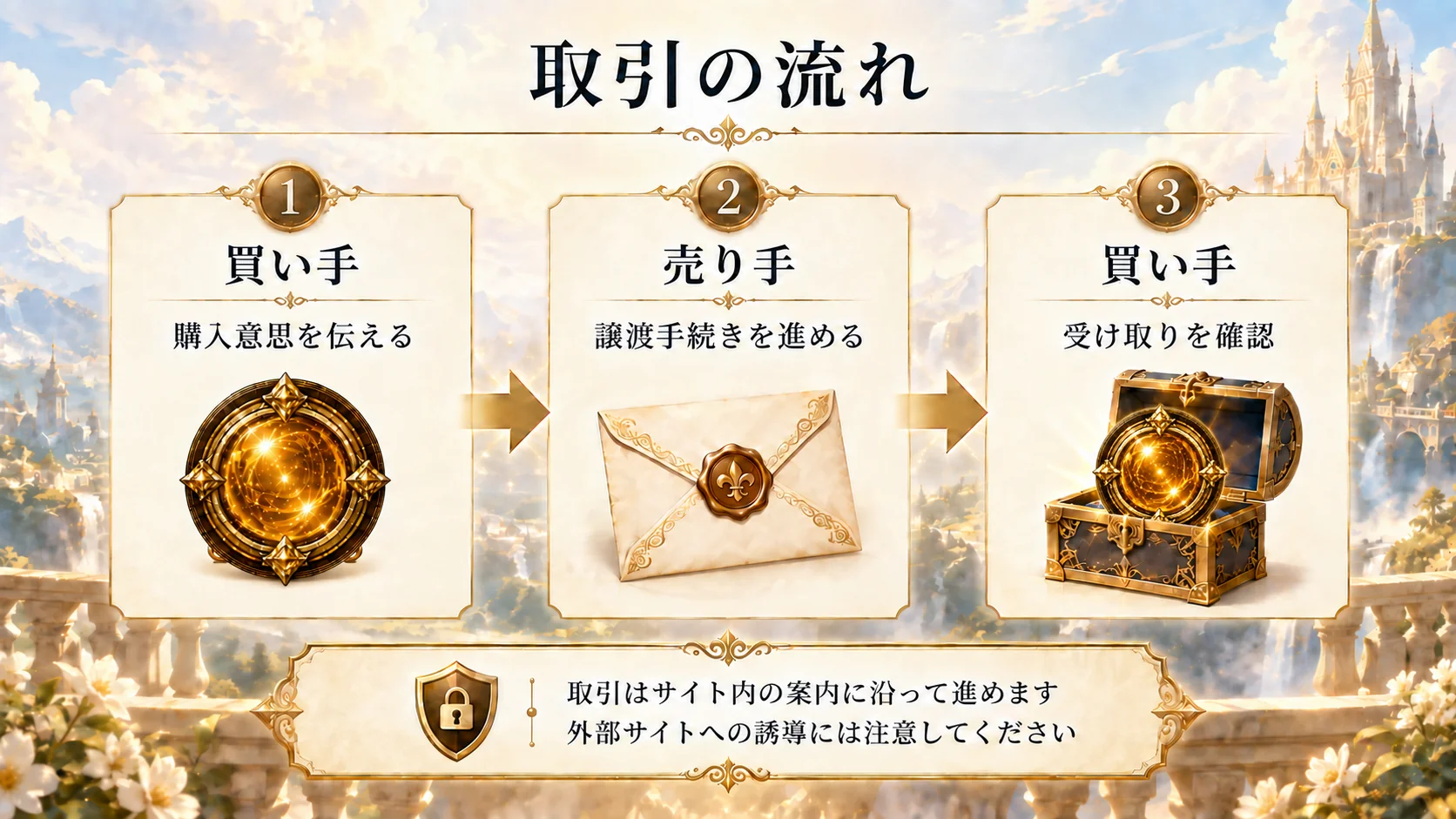 買い手と売り手のあいだでおこなう受け渡しの手順